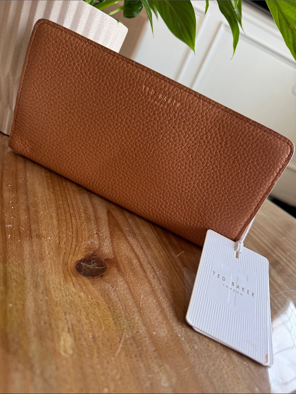 Ted Baker Cognac Brown Zip-Around Pebbled Leather Wallet